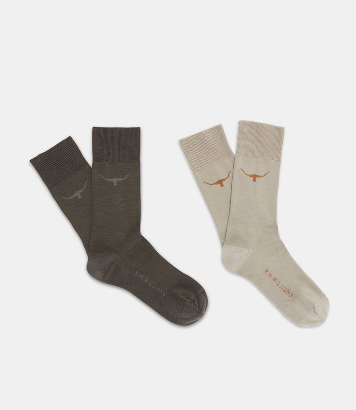 R.M.Williams Longhorn Sock - 2 Pairs Fine Merino