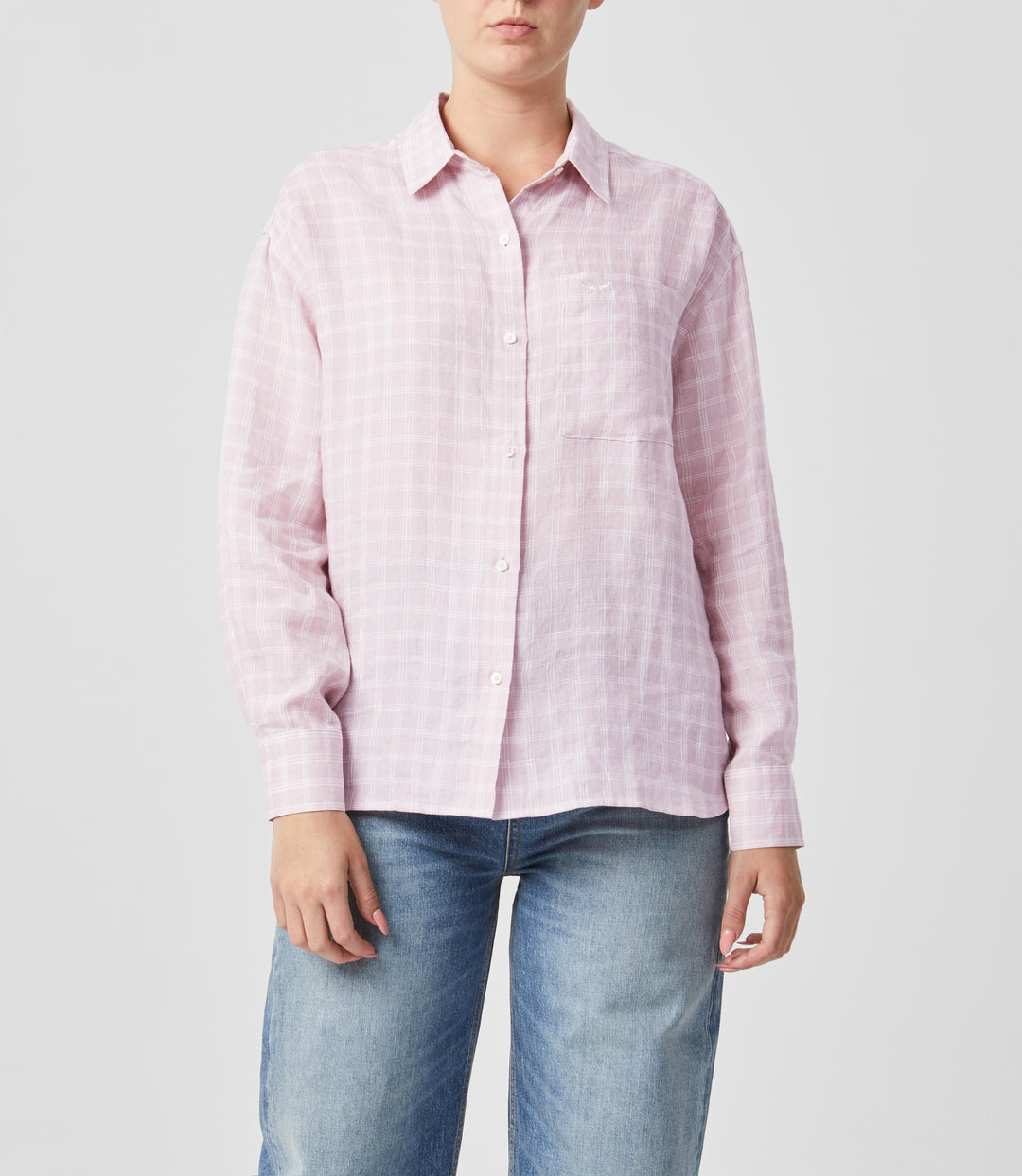 R.M.Williams Hopeland Linen Check Shirt - Ice Pink