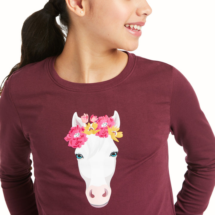 Ariat Flower Crown Tee in Windsor Wine, photo 3 of 3