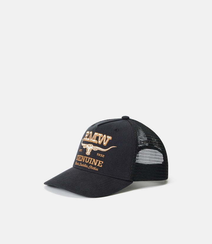 R.M.Williams Genuine Longhorn Trucker Cap - Washed Black