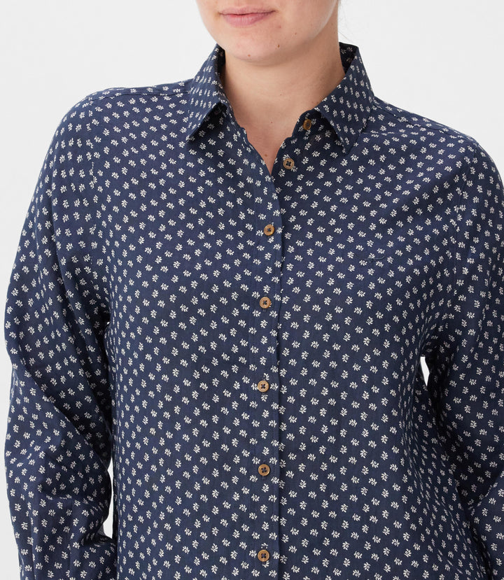 R.M.Williams Olney Print Linen Shirt - Navy - view 3