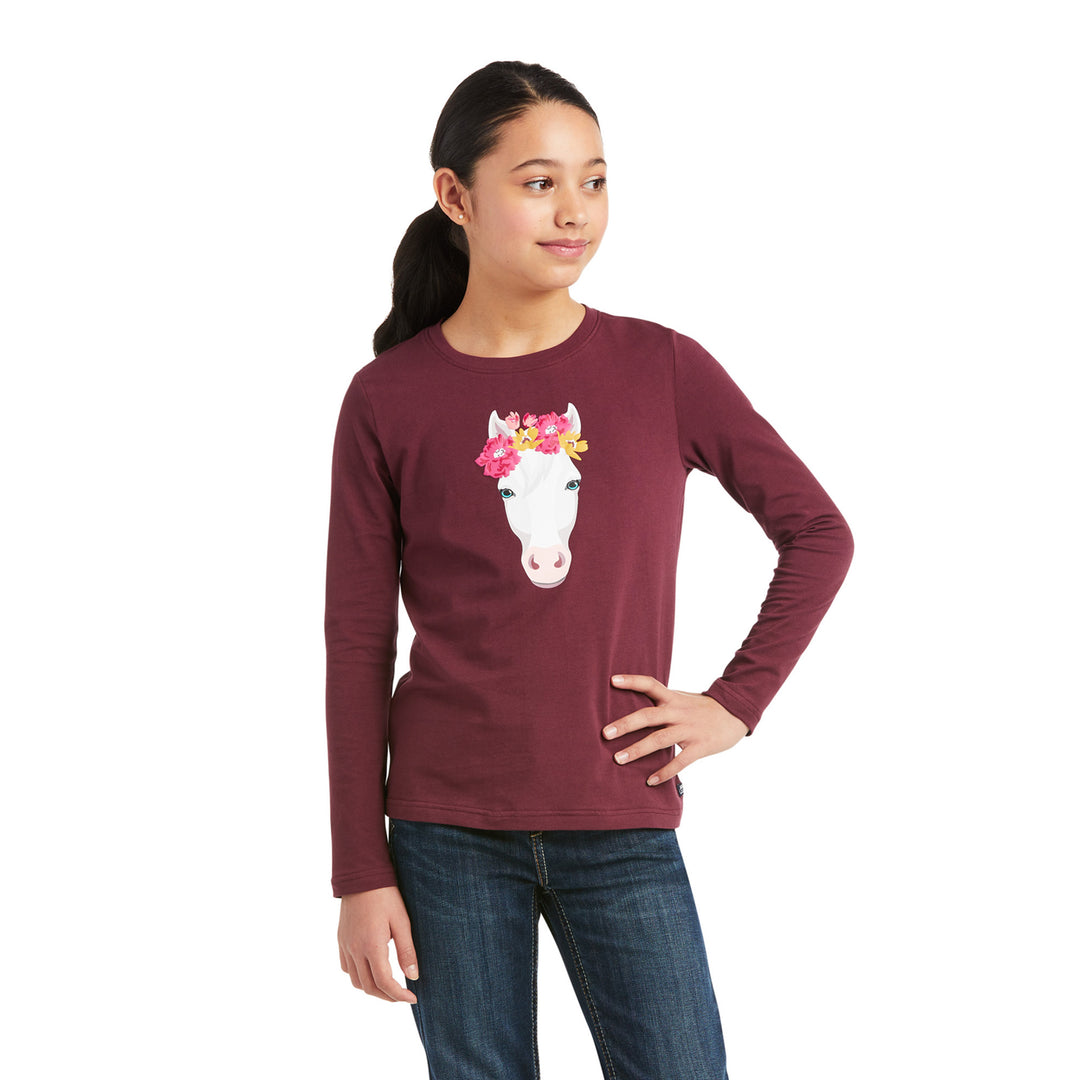 Ariat Flower Crown Tee in Windsor Wine, photo 1 of 3