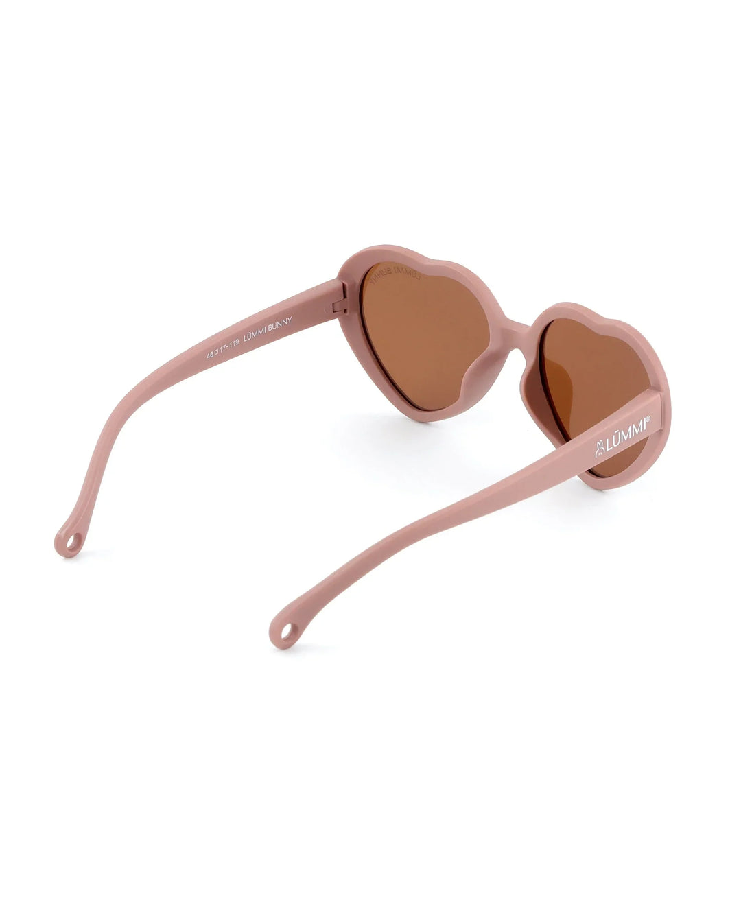 Lummi Bunny Heart Kids Sunglasses in Rosewood, back angle