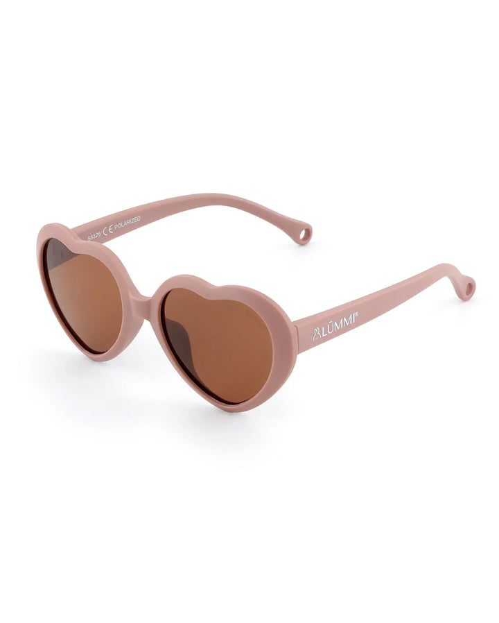 Lummi Bunny Heart Kids Sunglasses in Rosewood, front angle