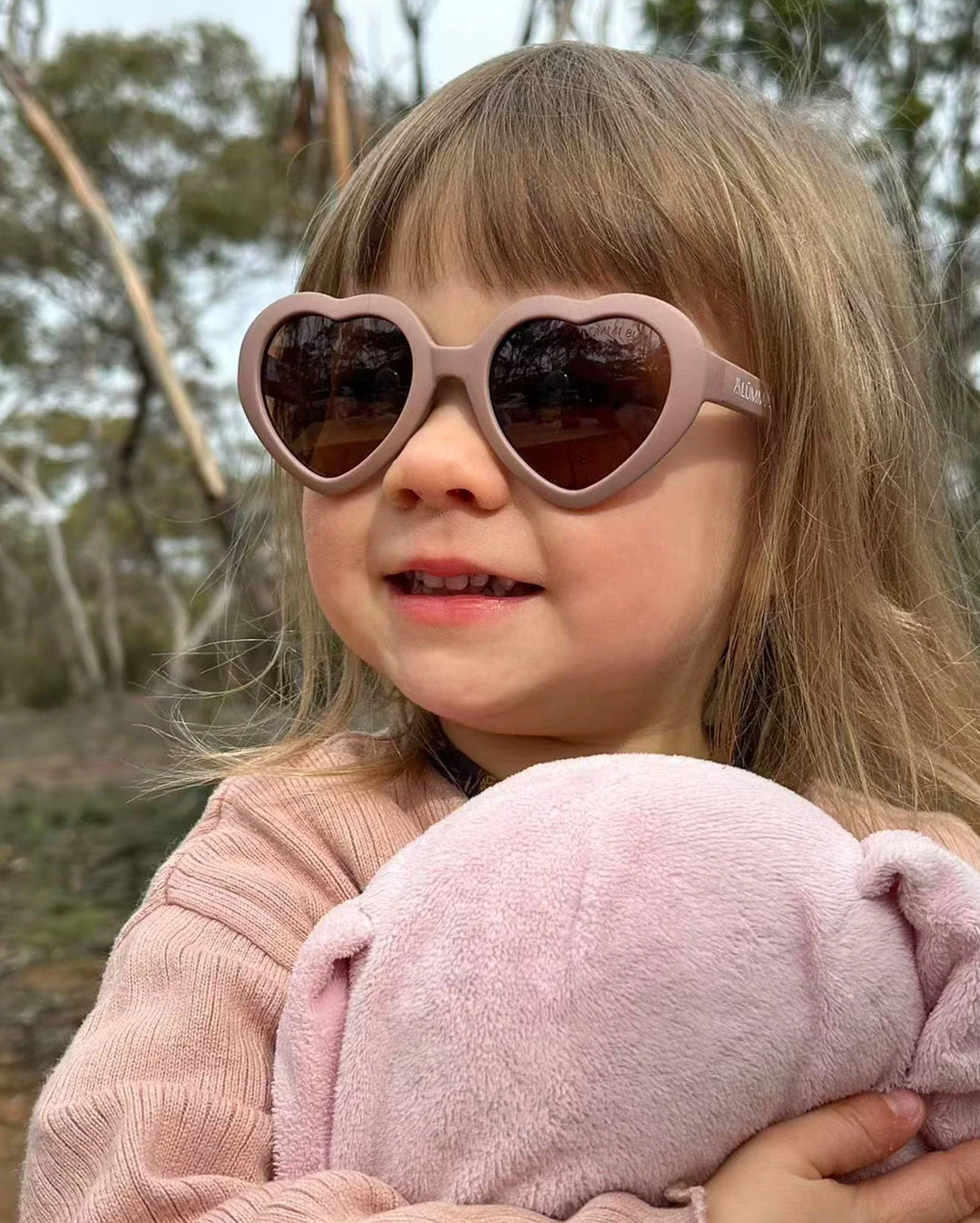 Lummi Bunny Heart Kids Sunglasses in Rosewood, view 3