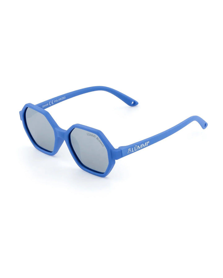 Lummi Bunny Mirror Hexagon Kids Sunglasses in Cornflower, front angle