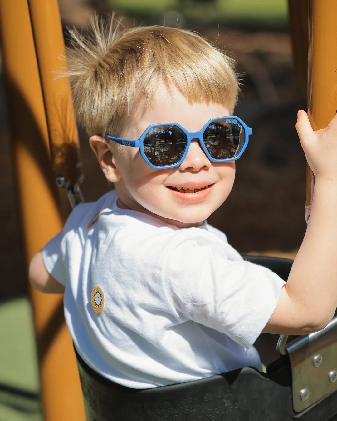 Lummi Bunny Mirror Hexagon Kids Sunglasses in Cornflower, view 8