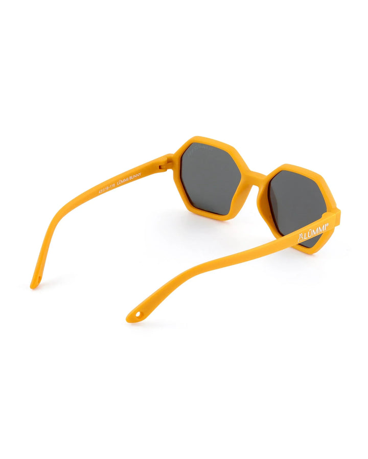 Lummi Bunny Mirror Hexagon Kids Sunglasses in Mustard, back angle