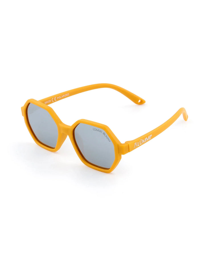 Lummi Bunny Mirror Hexagon Kids Sunglasses in Mustard, front angle