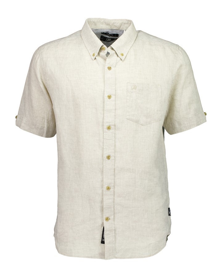 Swanndri Humber Mens S/S Linen Shirt in Ecru, front