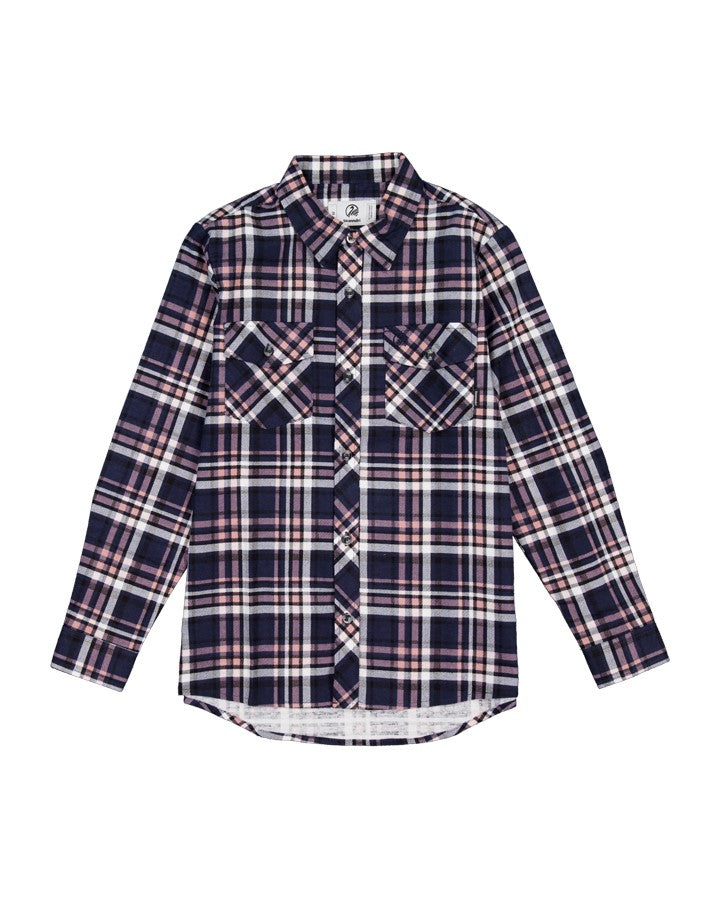 Swanndri Kids Egmont Full Placket Flanno in Navy Salt, front
