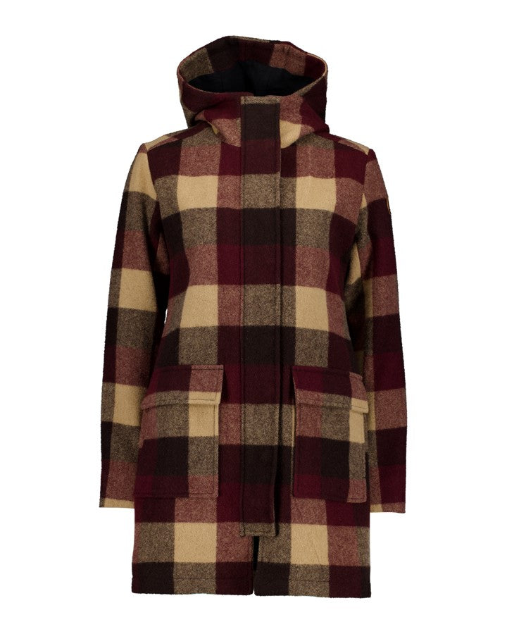 Swanndri Annmore V2 Womens Wool Overcoat in Florence Check, front