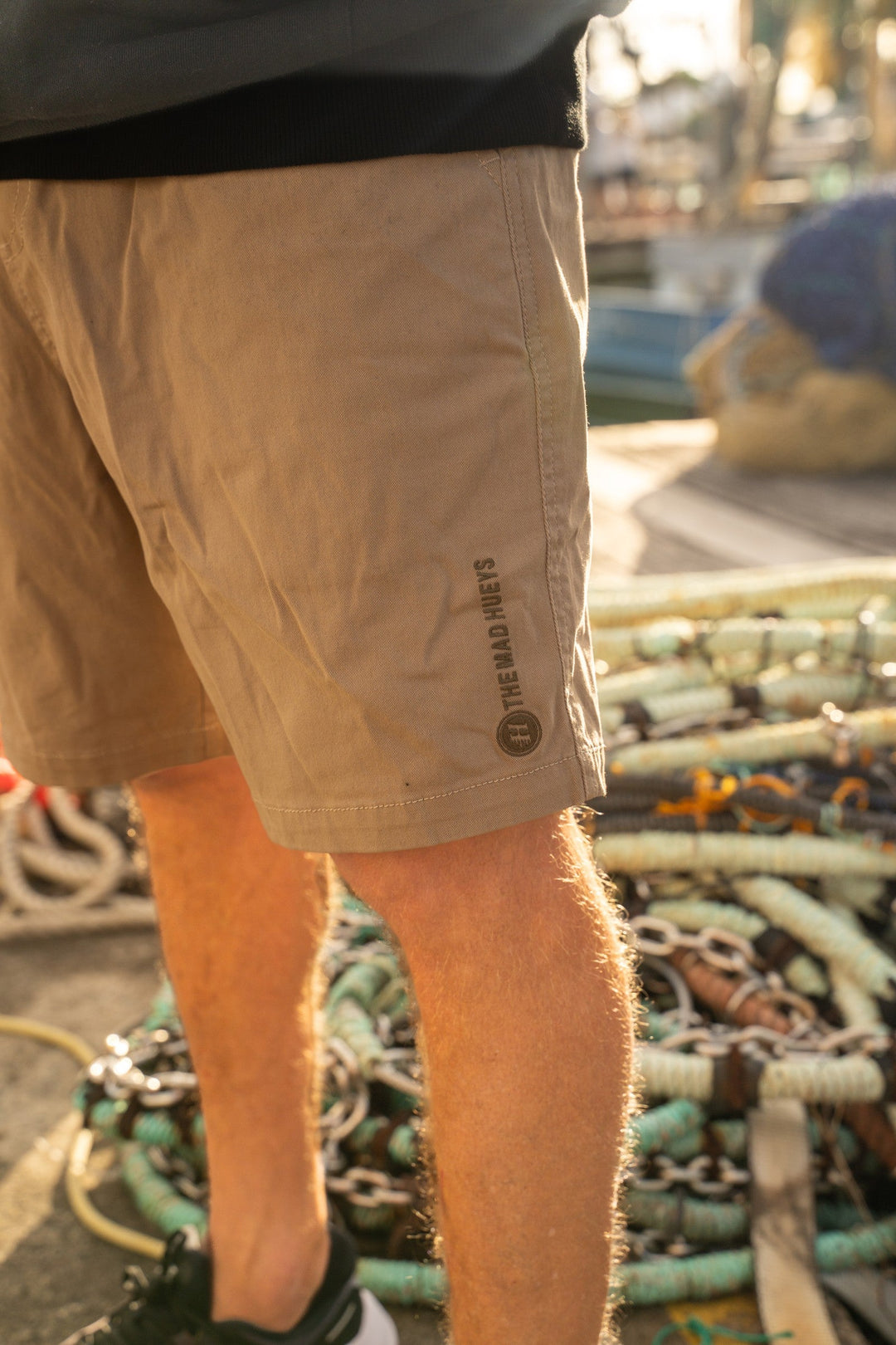 The Mad Hueys Stranded 18" Chino Short in Taupe - lifestyle photo 10