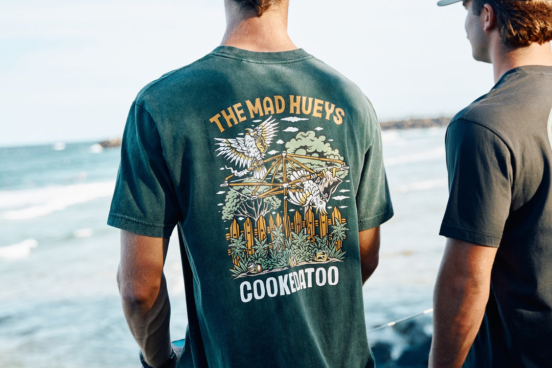 The Mad Hueys Goon Cookedatoo SS Tee in Pine Green Washed - lifestyle photo 6