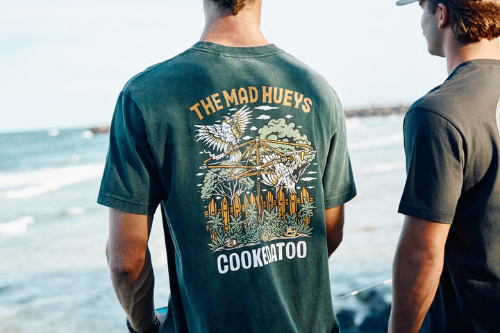 The Mad Hueys Goon Cookedatoo SS Tee in Pine Green Washed - lifestyle photo 6