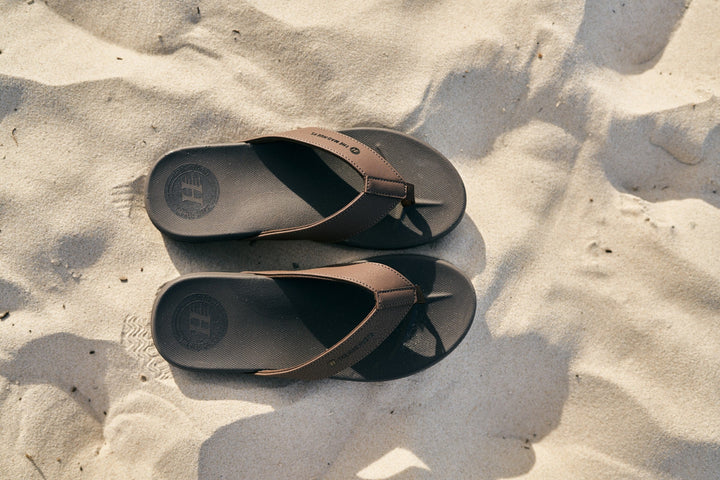 The Mad Hueys Laid Back Wide Strap Thongs in Tan - lifestyle photo 4
