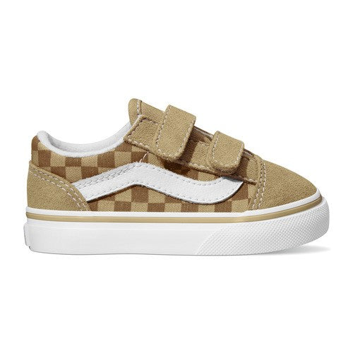 Vans Toddler Old Skool V - Neutral Checkerboard Brown/True White